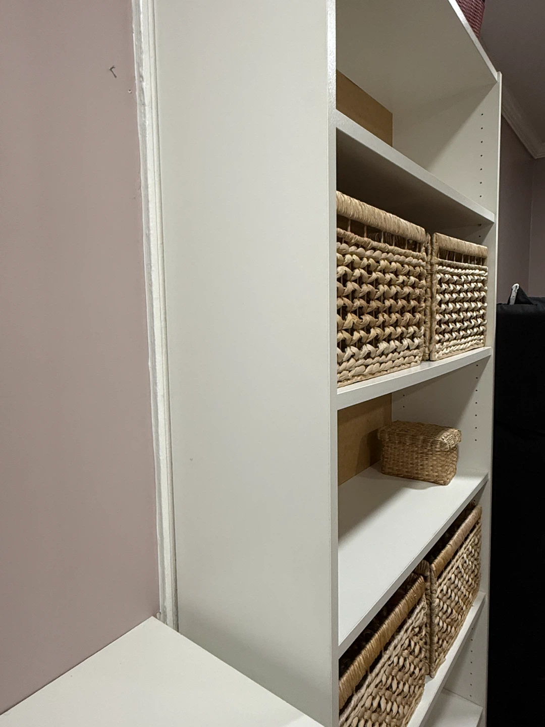 IKEA White Bookshelf with Woven Baskets - photo 2