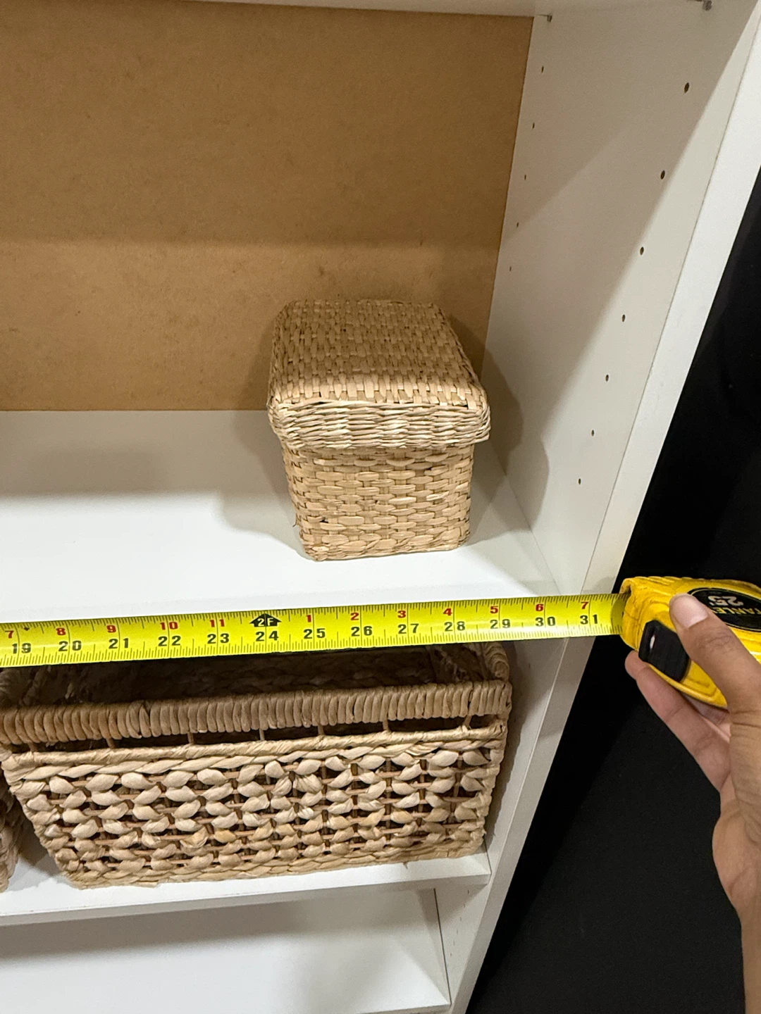 IKEA White Bookshelf with Woven Baskets - photo 3