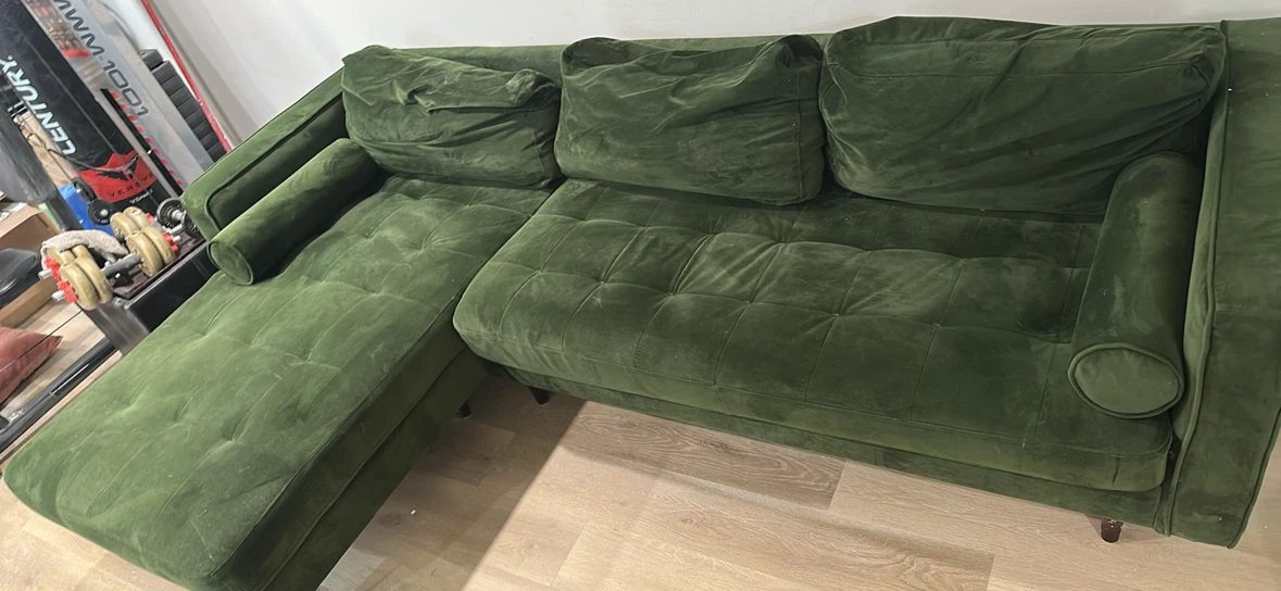 Green Velvet Sectional Sofa