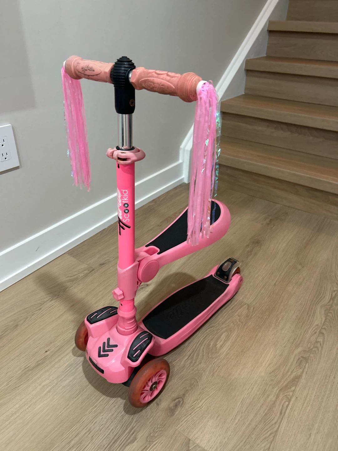 Pink ScootKid 3-Wheel Scooter with Tassels