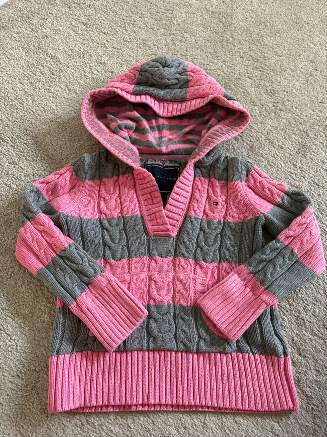 Tommy Hilfiger Striped Hoodie Sweater girls  Size S (6-7)