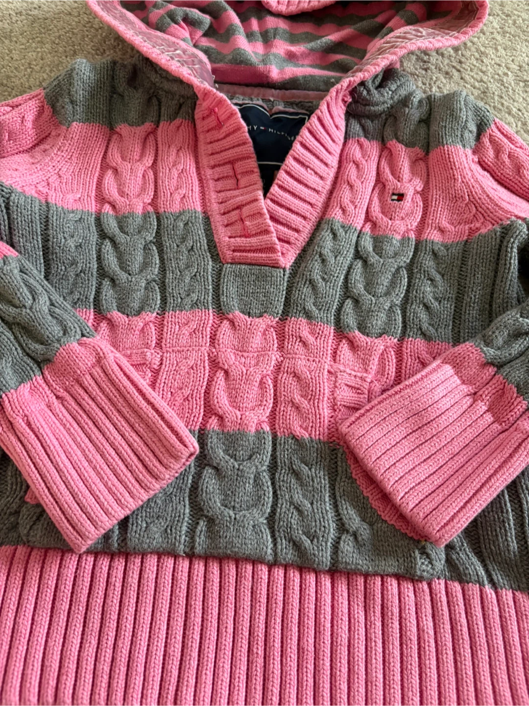 Tommy Hilfiger Striped Hoodie Sweater girls  Size S (6-7) - photo 2