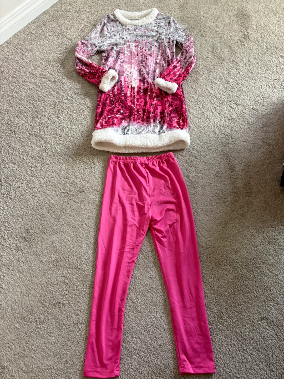 SHEIN Girls Pink Sequin look (printed ) Set - Size 6Y