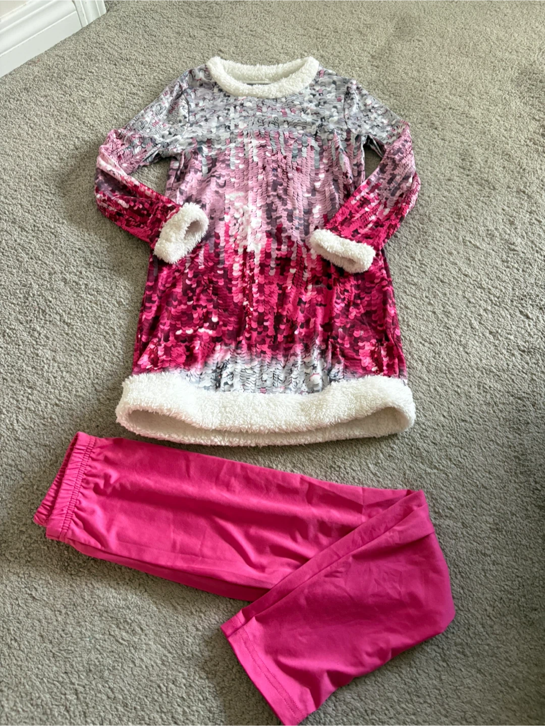 SHEIN Girls Pink Sequin look (printed ) Set - Size 6Y - photo 2