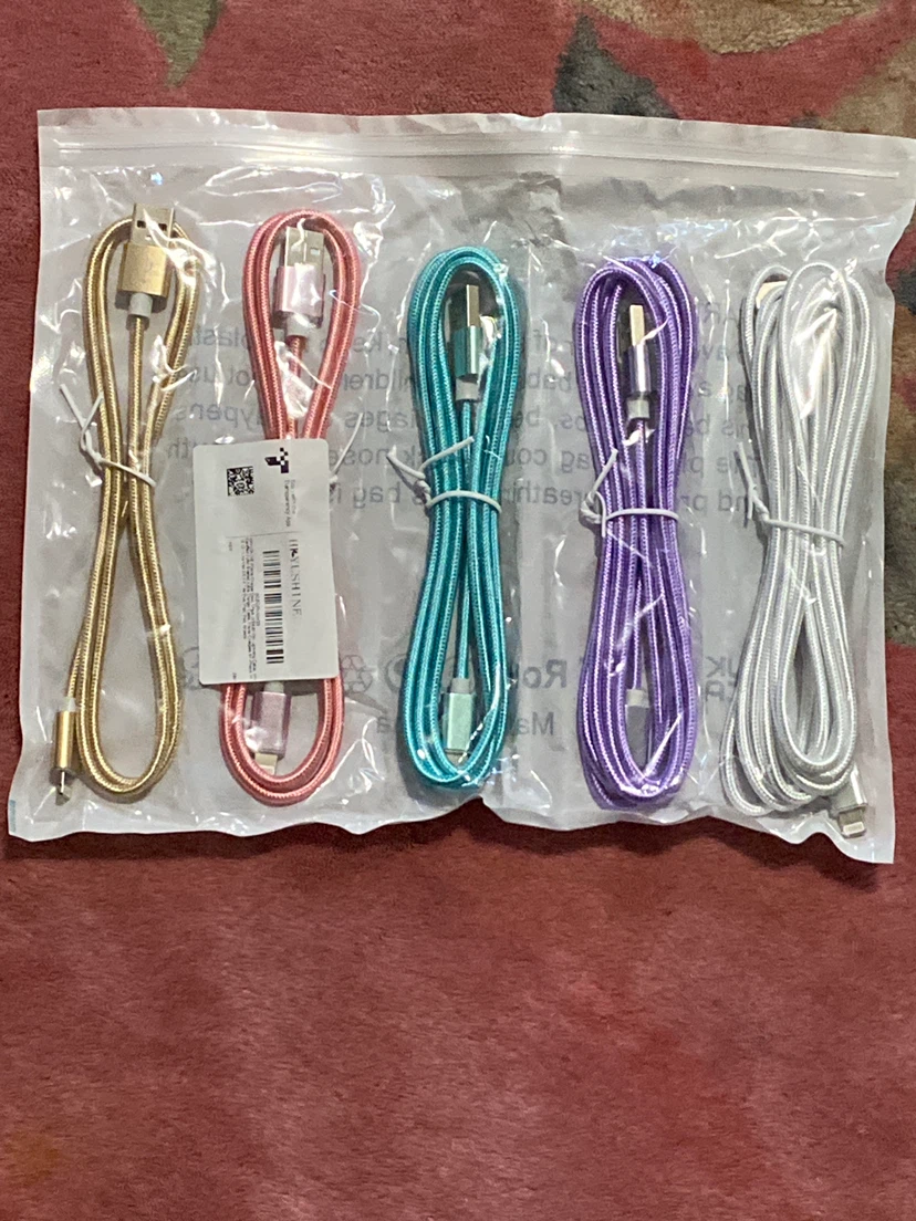 5-Pack Braided USB Charging Cables