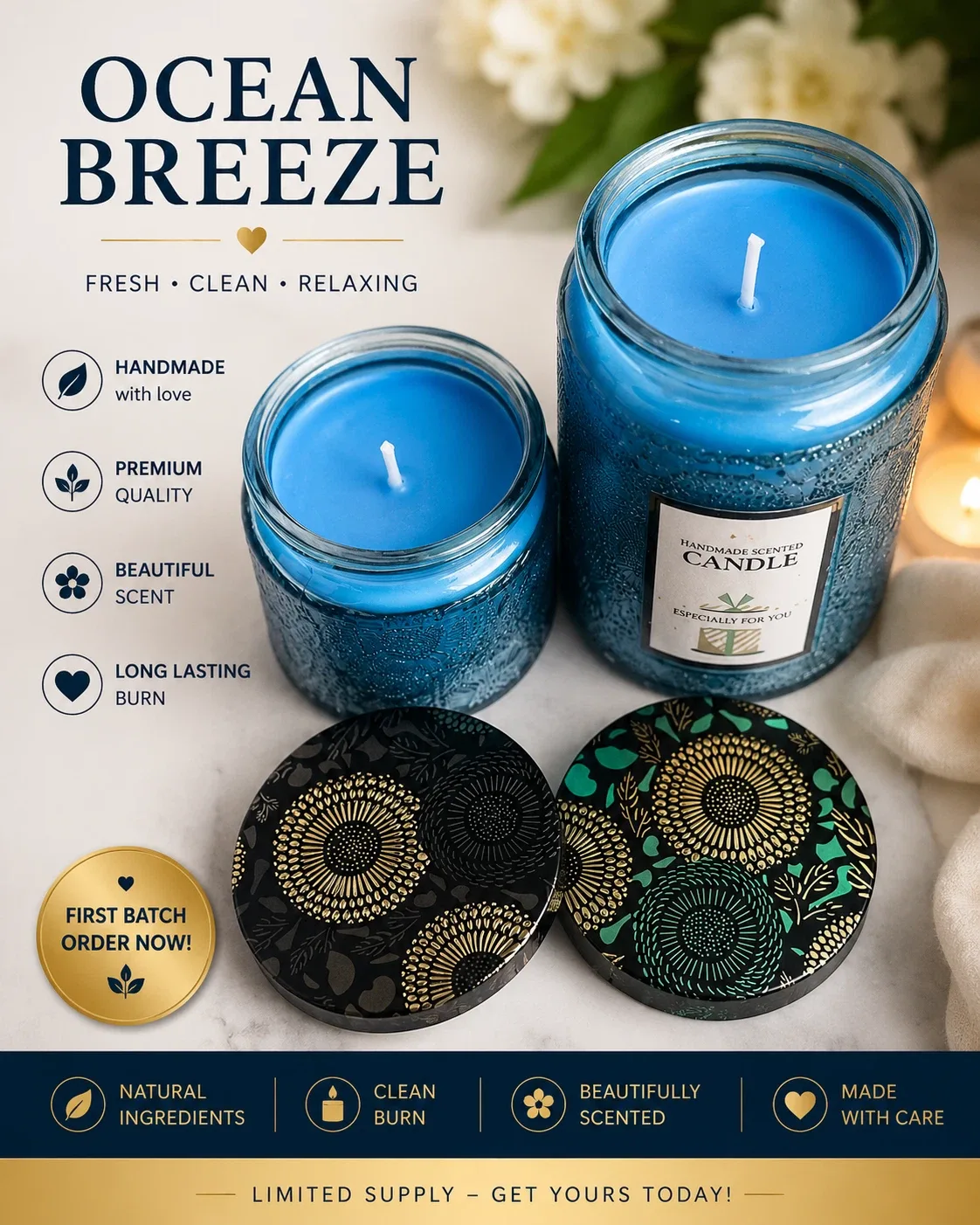 Vanilla Blossom Hand Poured Soy Wax Candle