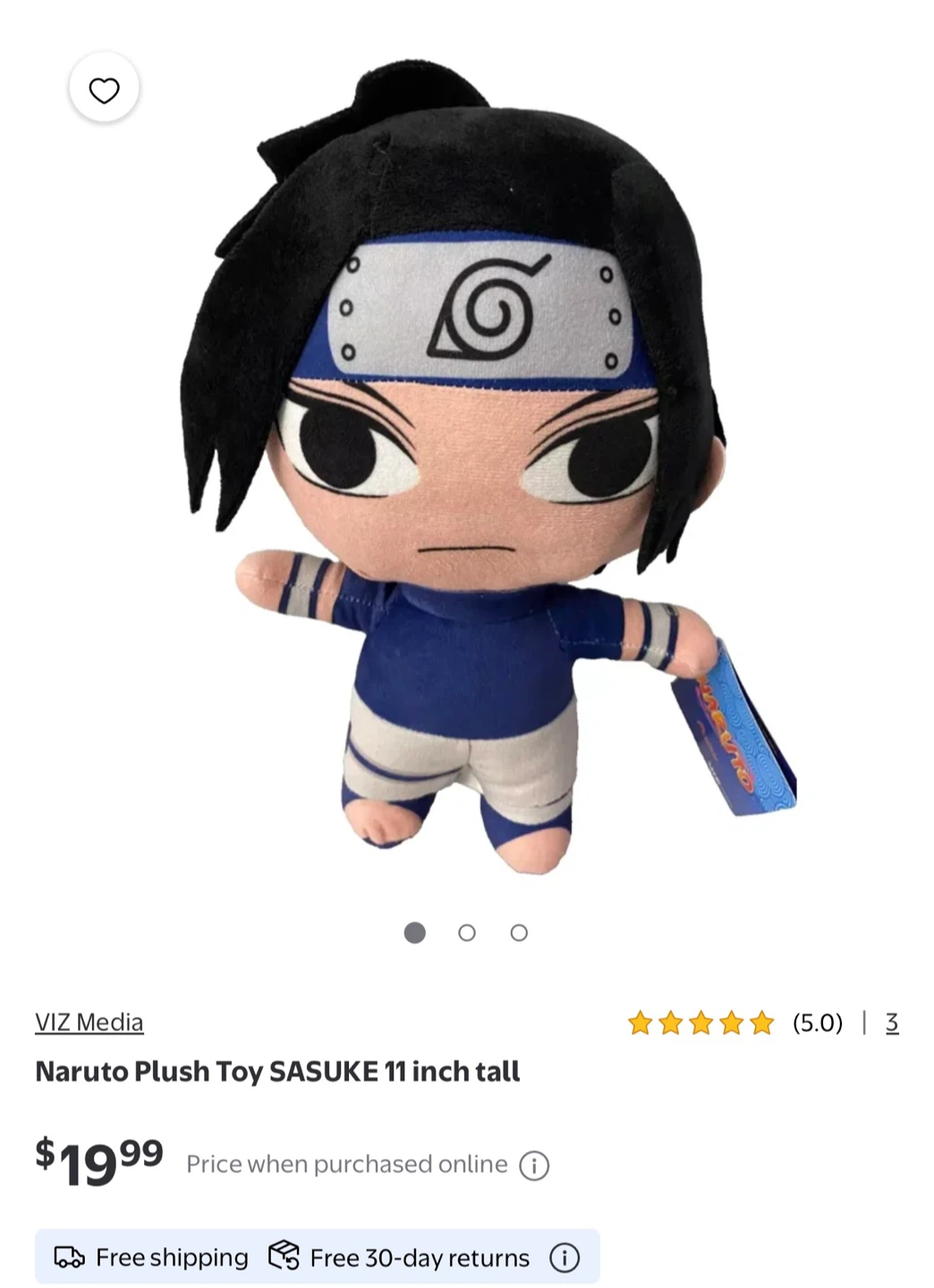 Naruto Plush Toy SASUKE 11 inch tall