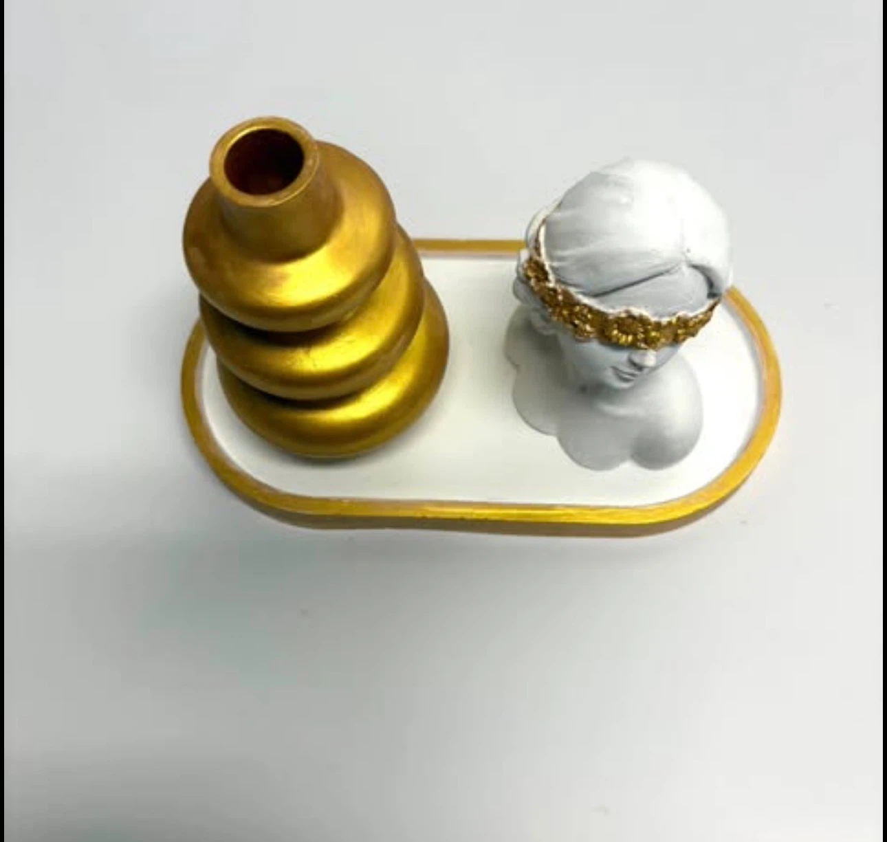 Handmade Decorative Tray Set -tray, vase & figurine girl - photo 2
