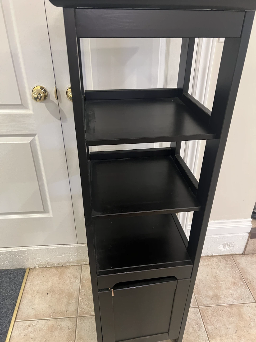 Black Wood Shelf Unit with Cabinet x 2