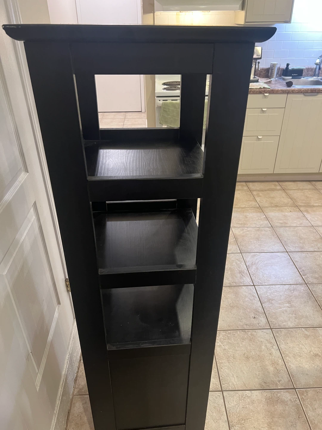 Black Wood Shelf Unit with Cabinet x 2 - photo 2