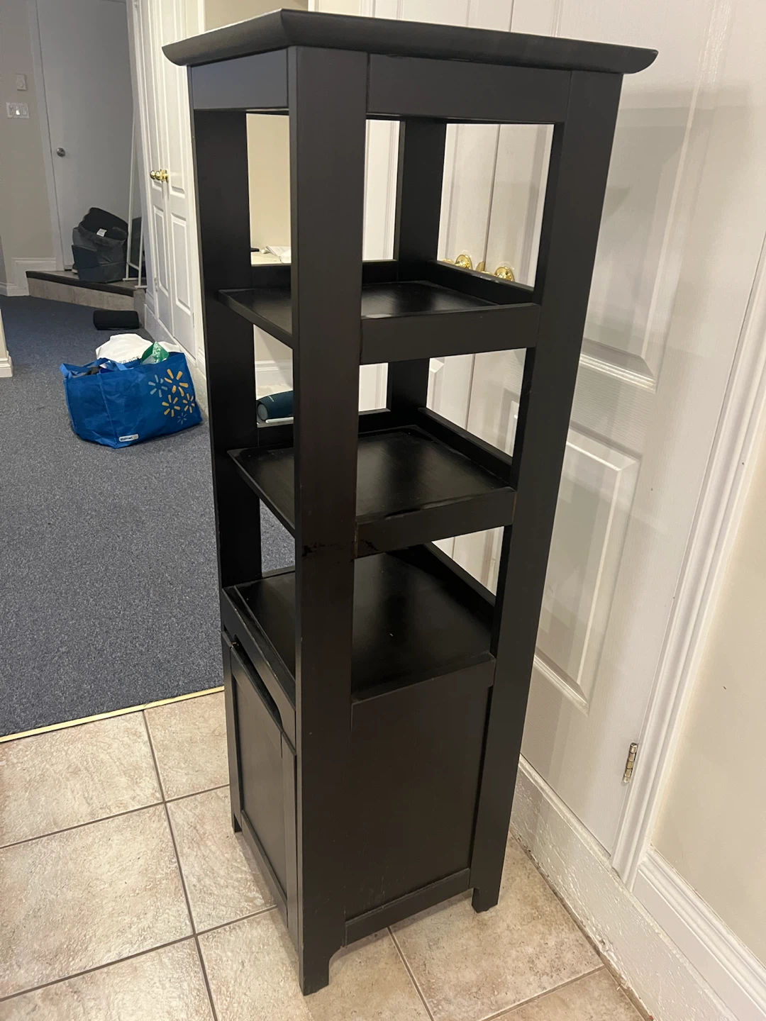 Black Wood Shelf Unit with Cabinet x 2 - photo 4
