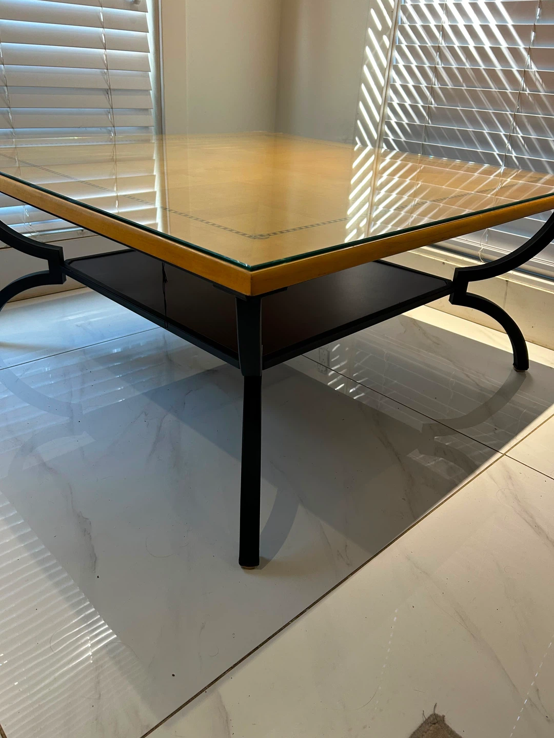 Square Wood Coffee Table with Metal Legs - photo 2