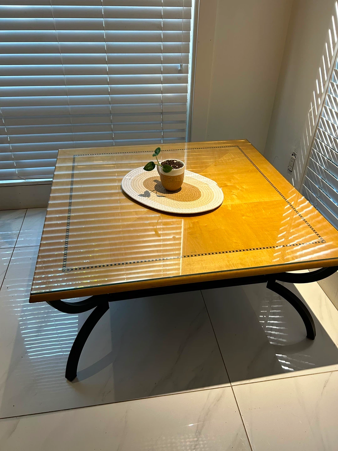 Square Wood Coffee Table with Metal Legs - photo 3