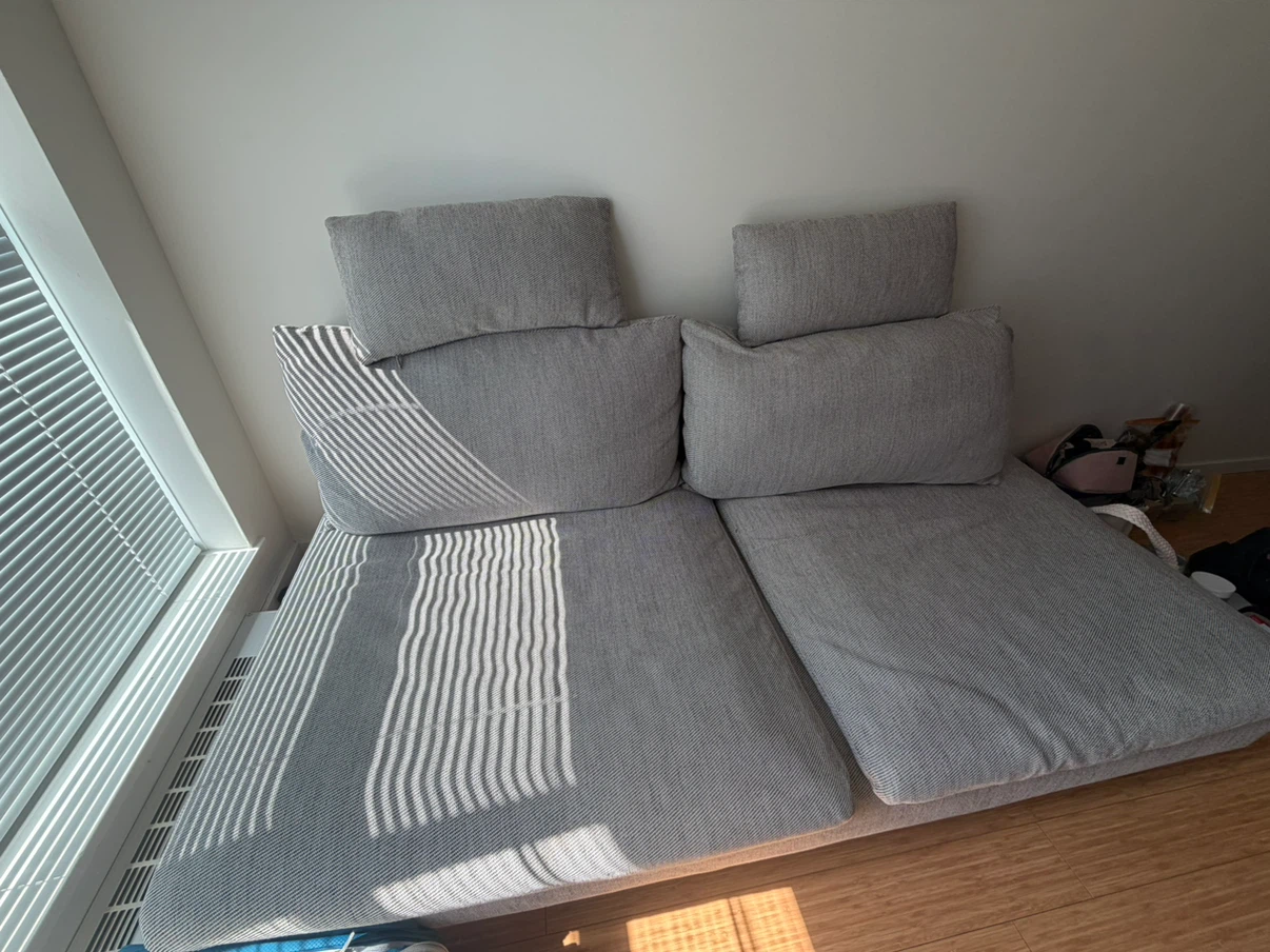 IKEA Grey Fabric Sofa with Pillows