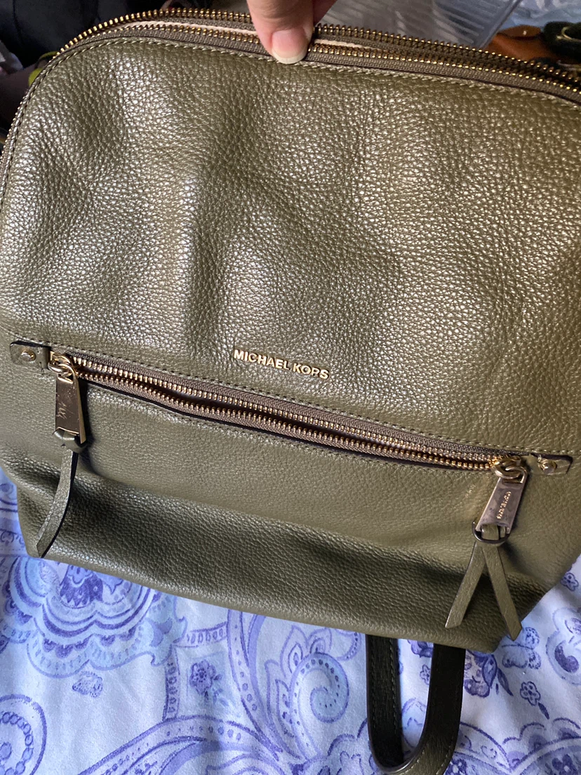 Michael Kors Olive Green Leather Backpack