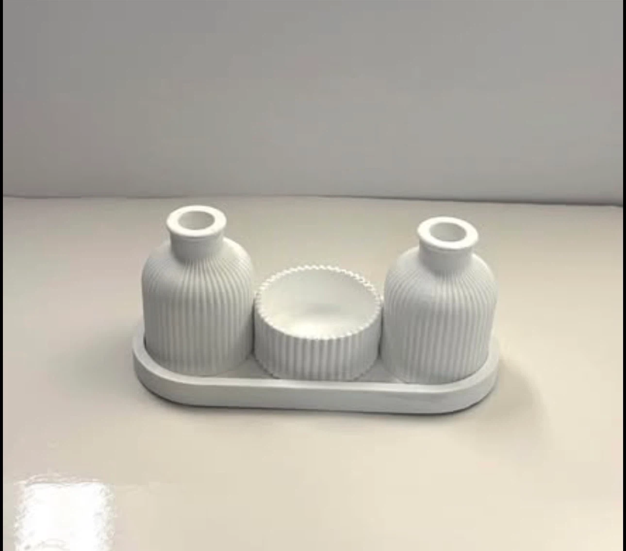 Handmade Tray with 2 Bud Vases and trinket box