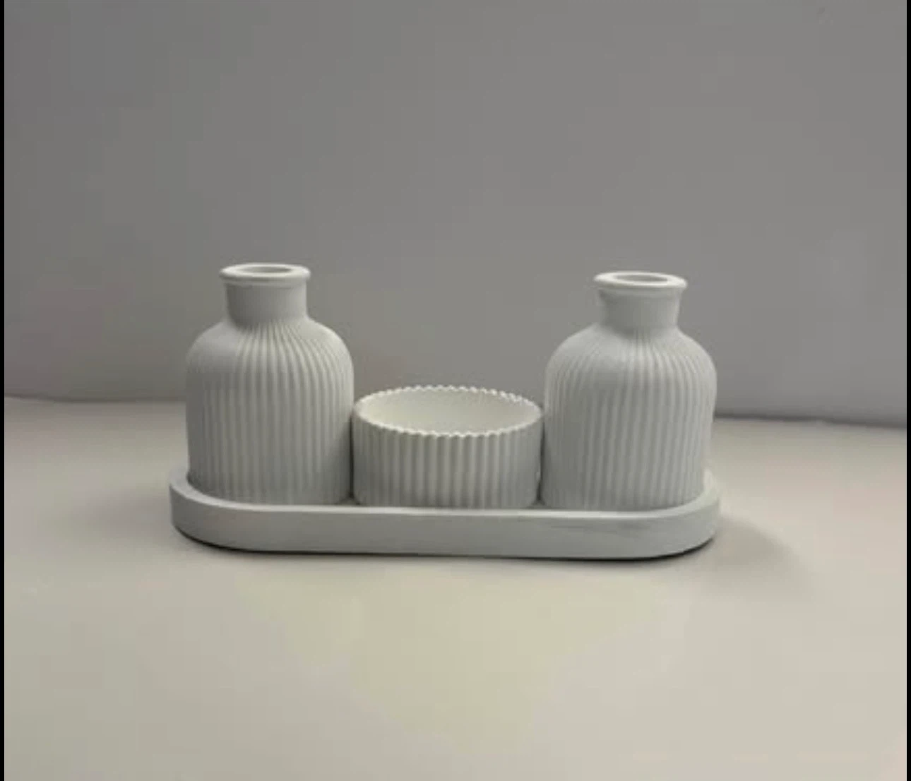 Handmade Tray with 2 Bud Vases and trinket box - photo 3