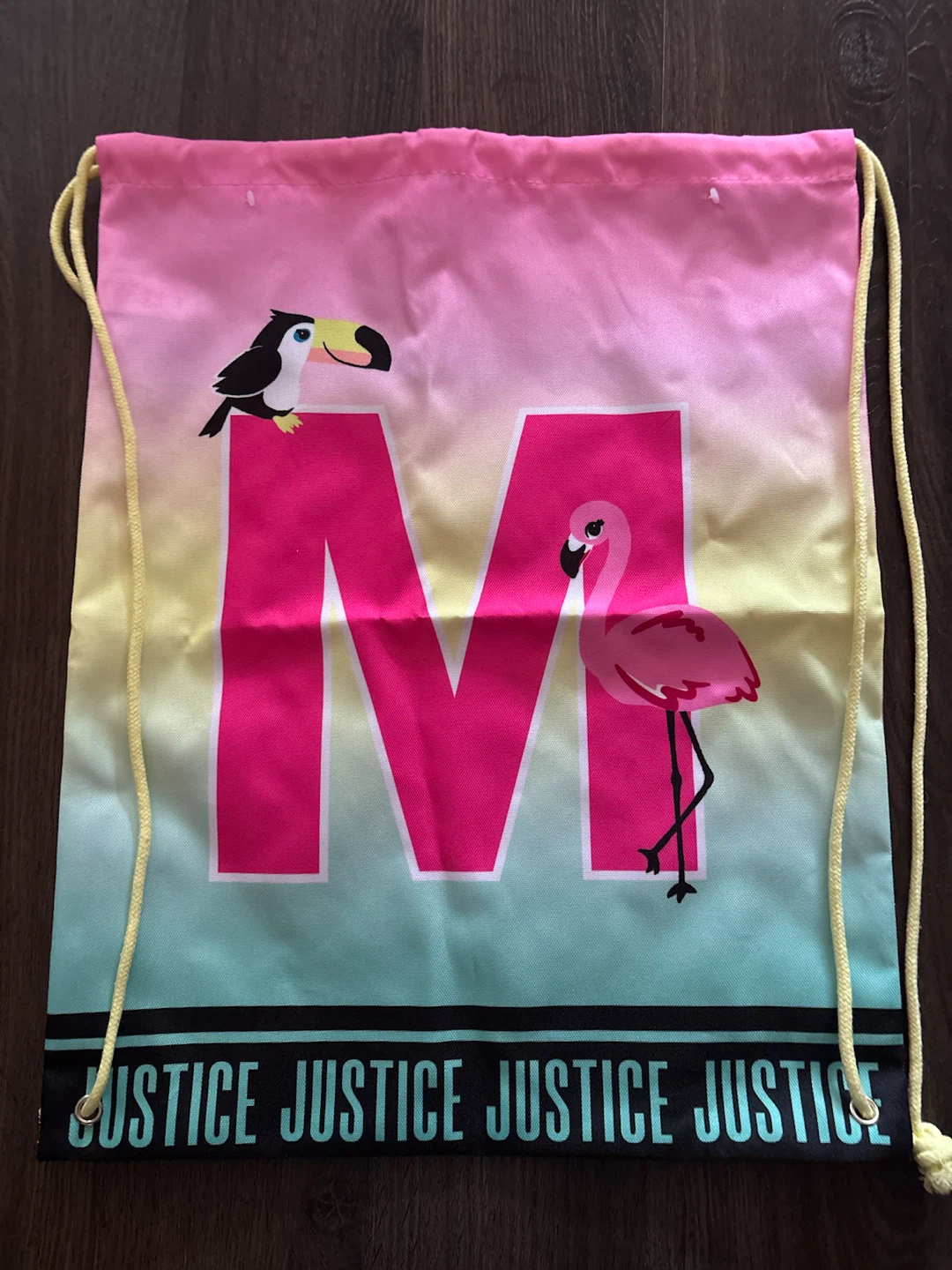 Justice Drawstring Bag with Letter M