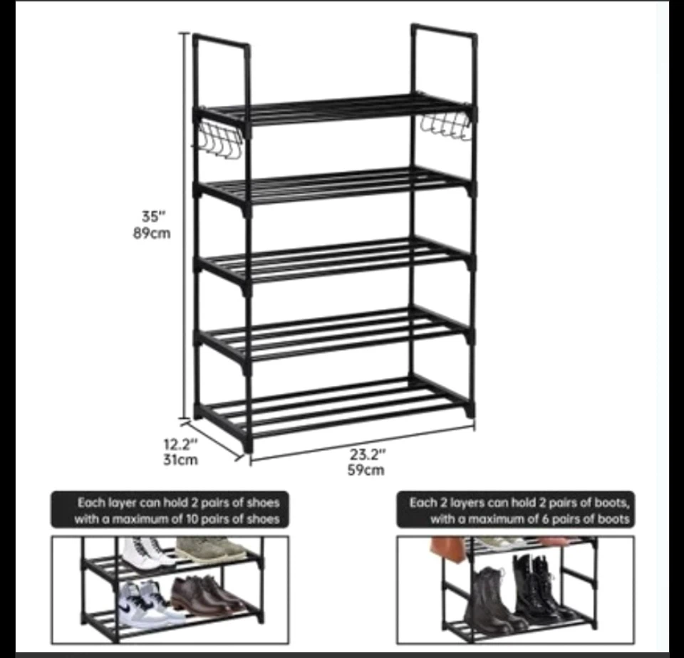 5 tier shoe rack