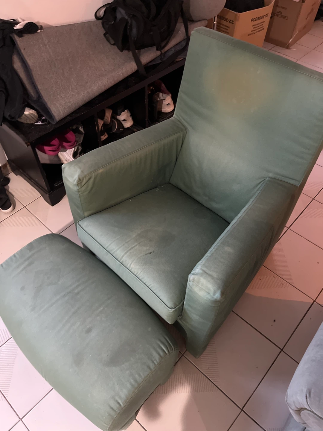 Green Armchair and Ottoman Set - photo 3