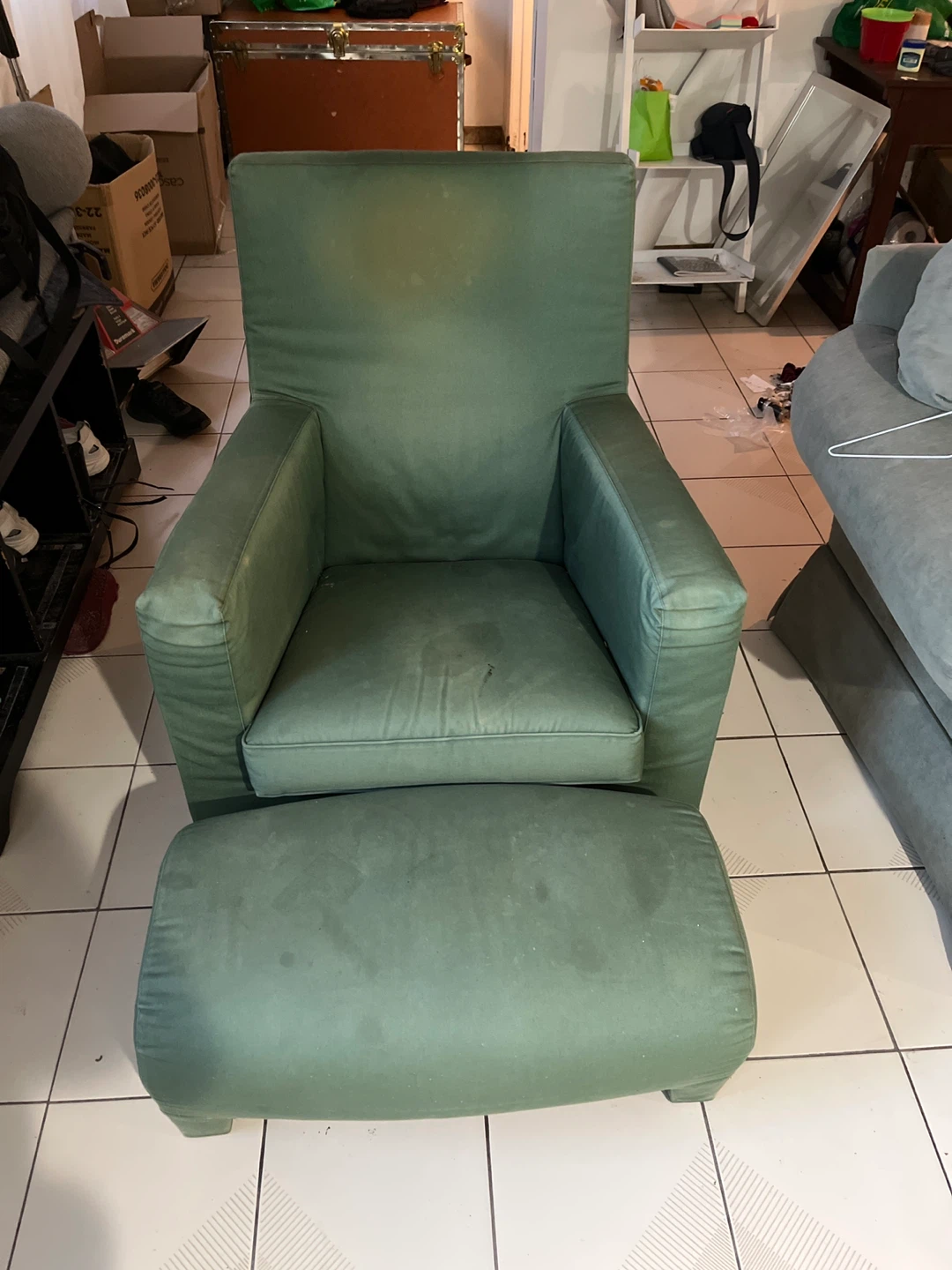 Green Armchair and Ottoman Set - photo 2