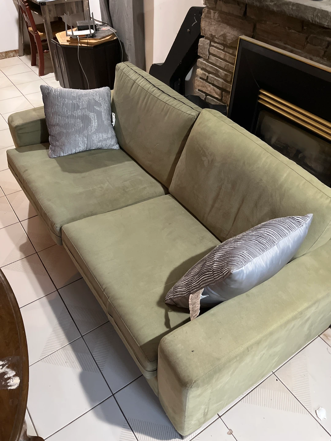 Green Sofa with Throw Pillows - photo 2