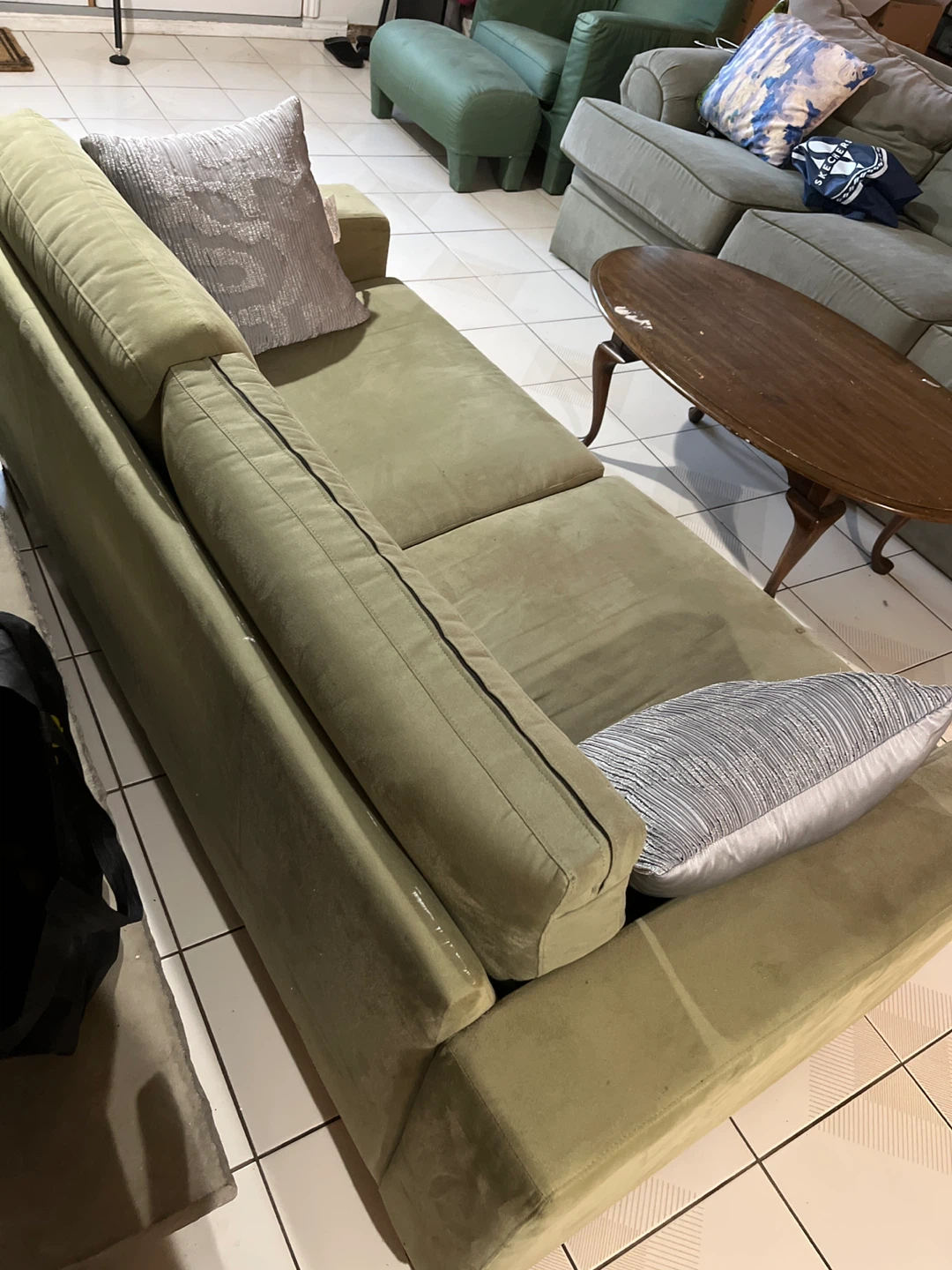 Green Sofa with Throw Pillows - photo 4