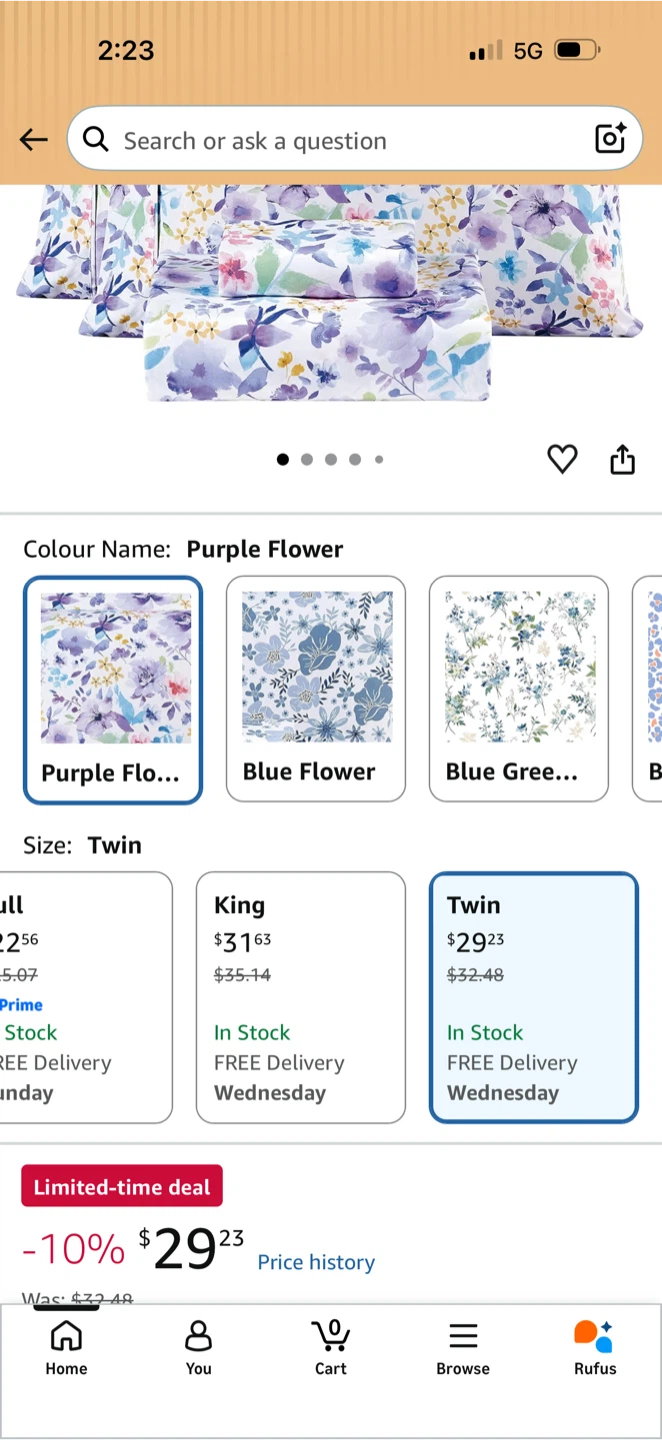 Mooreeke Purple Flower Twin Sheet Set - photo 2
