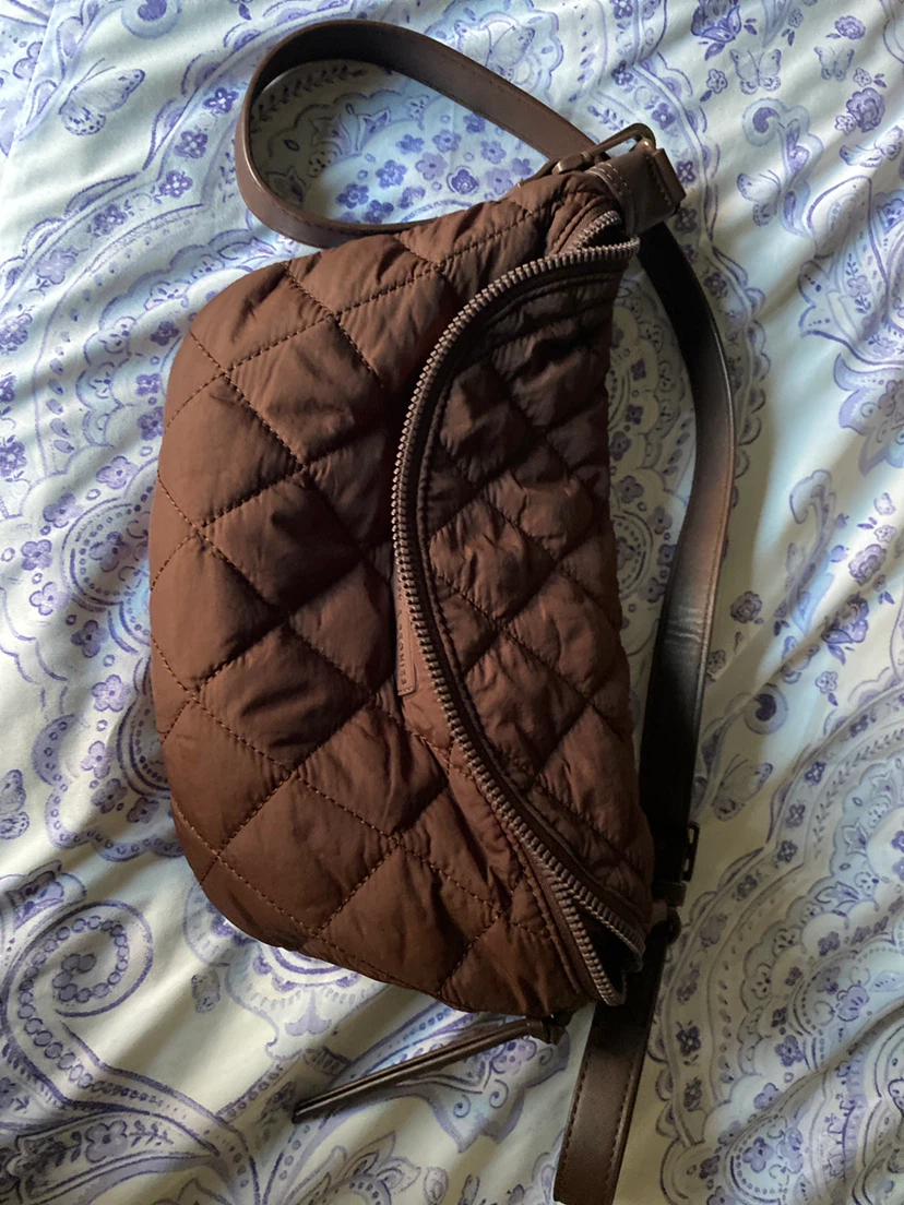 Poppy & Peonies Quilted Brown Crossbody Bag - photo 3