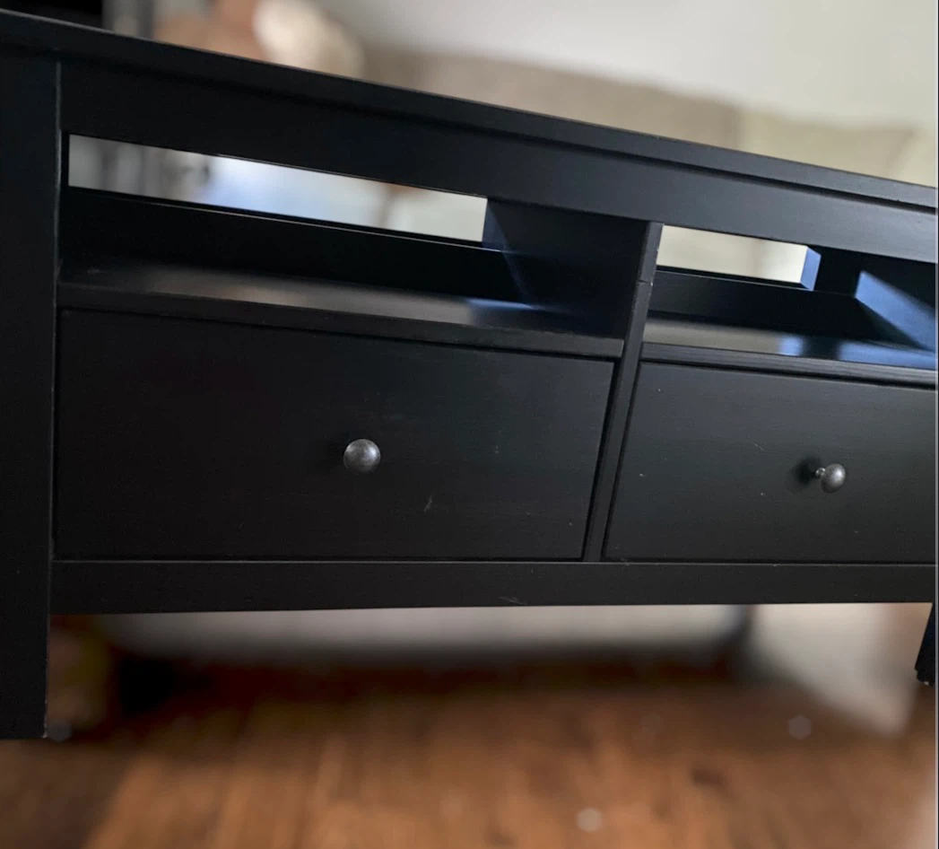IKEA Black TV Stand with Two Drawers - photo 2