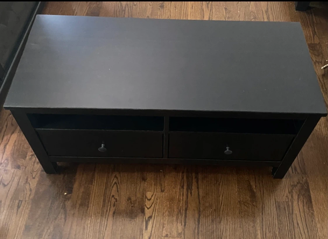 IKEA Black TV Stand with Two Drawers - photo 4