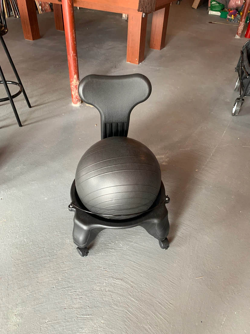 Black Exercise Ball Chair with Wheels