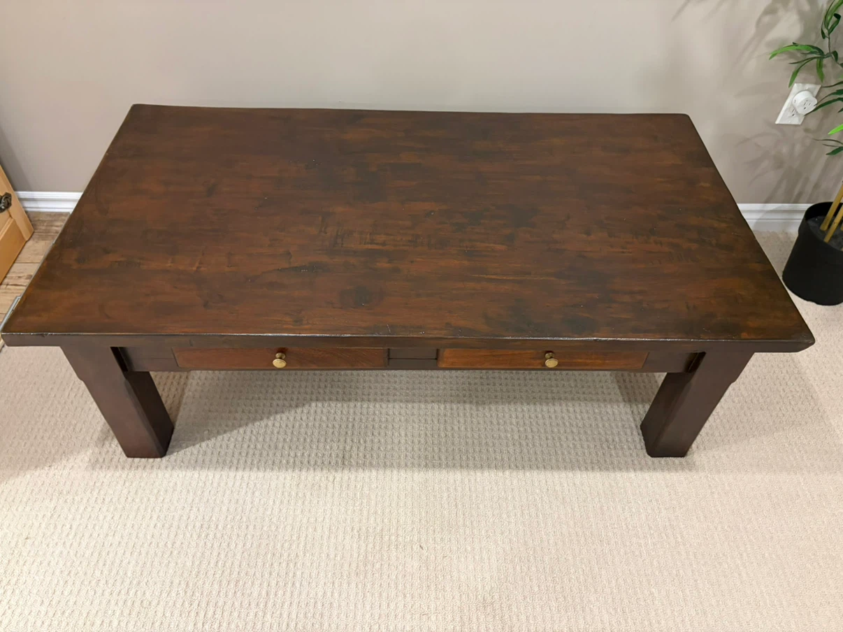 Dark Brown Coffee Table with Two Drawers - photo 2