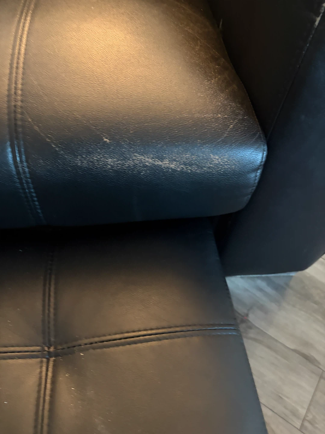 Black Leather Armchair with Ottoman - photo 4