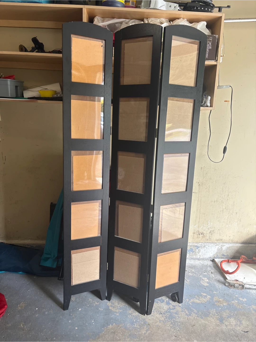 Black 6-Panel Folding Photo Frame Screen