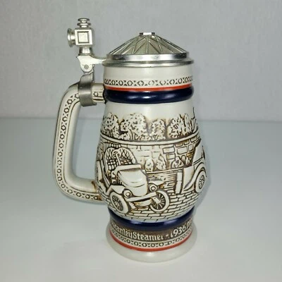 Ceramic Beer Stein with Vintage Cars