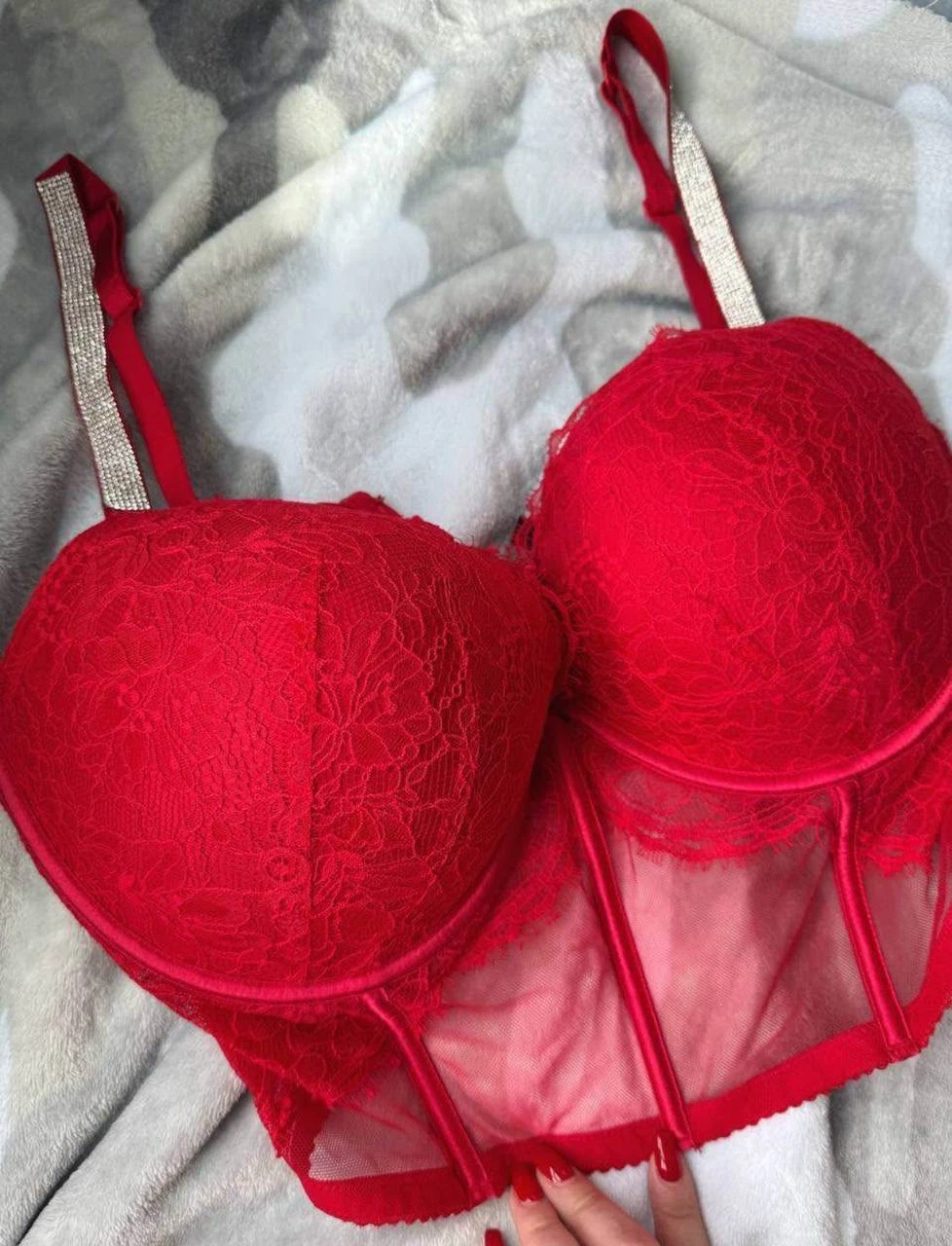 Victoria's Secret Red Lace Corset push up, 38 DD(E)