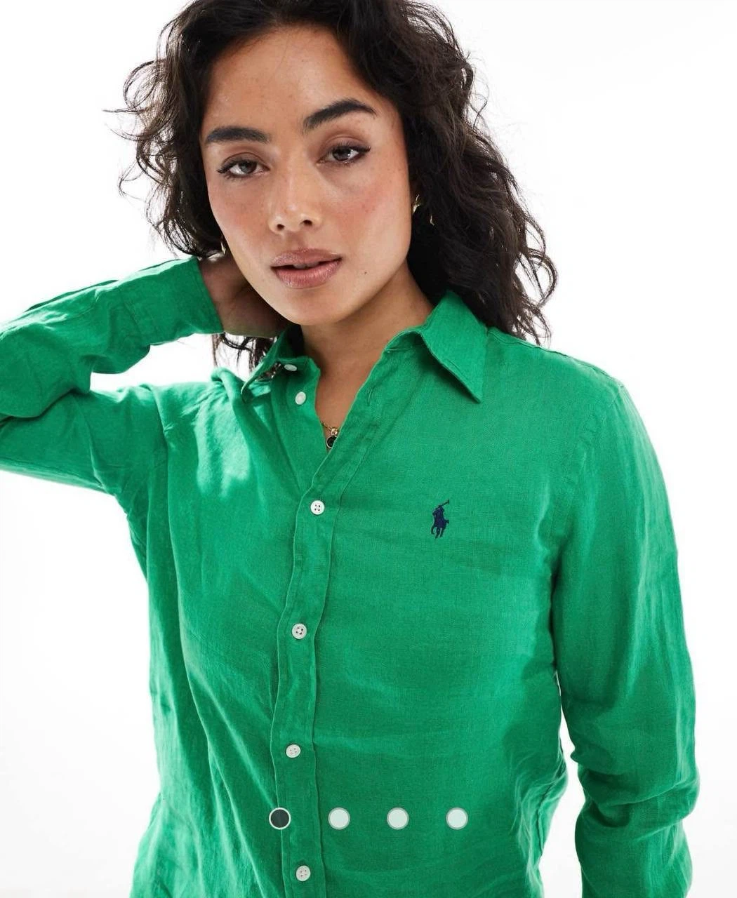 Polo Ralph Lauren linen shirt with logo,green XL - photo 5