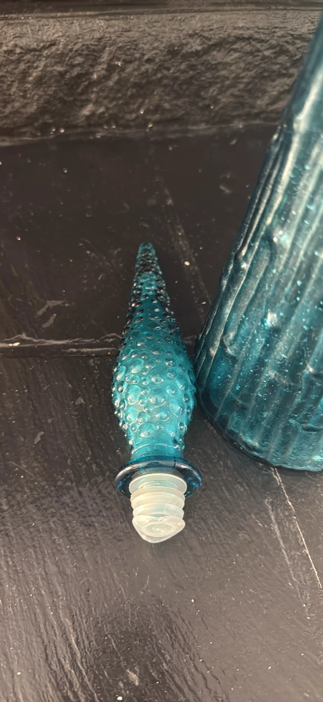 Vintage blue Empoli Genie Bottle decanter with stopper - photo 2