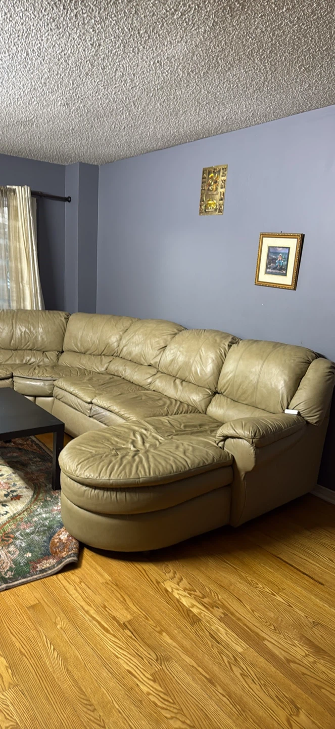 Light Brown Leather Sectional Sofa - photo 2