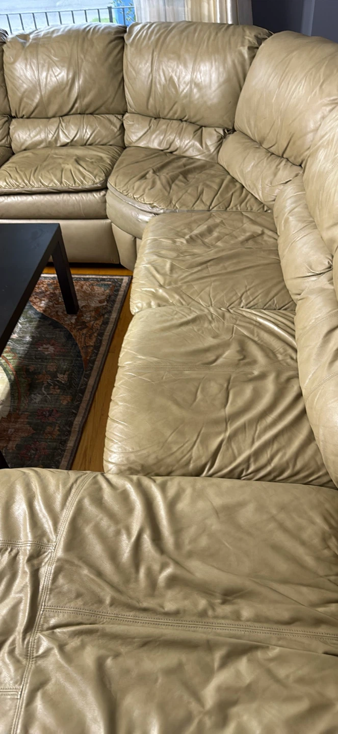 Light Brown Leather Sectional Sofa - photo 3