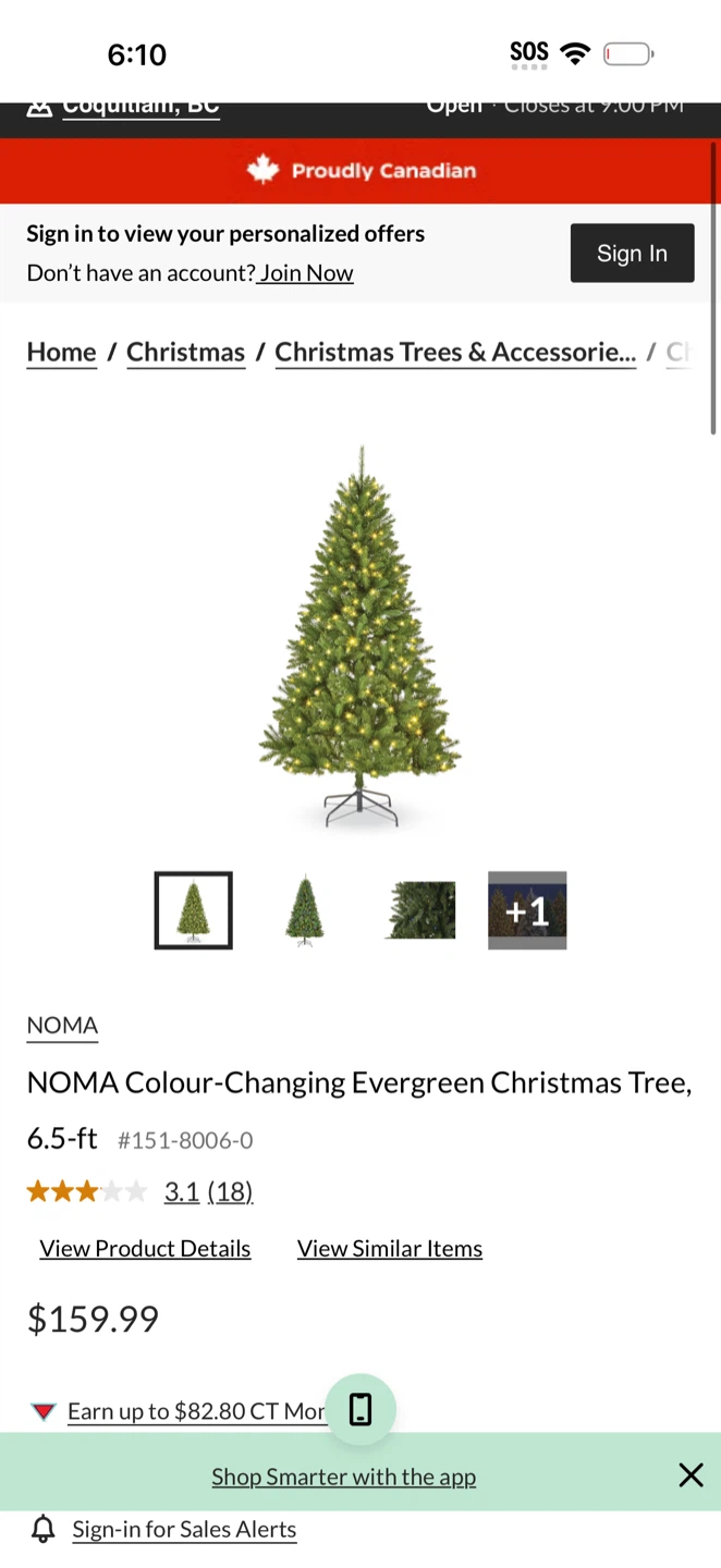 NOMA 6.5-ft Evergreen LED Colour-Changing Christmas Tree