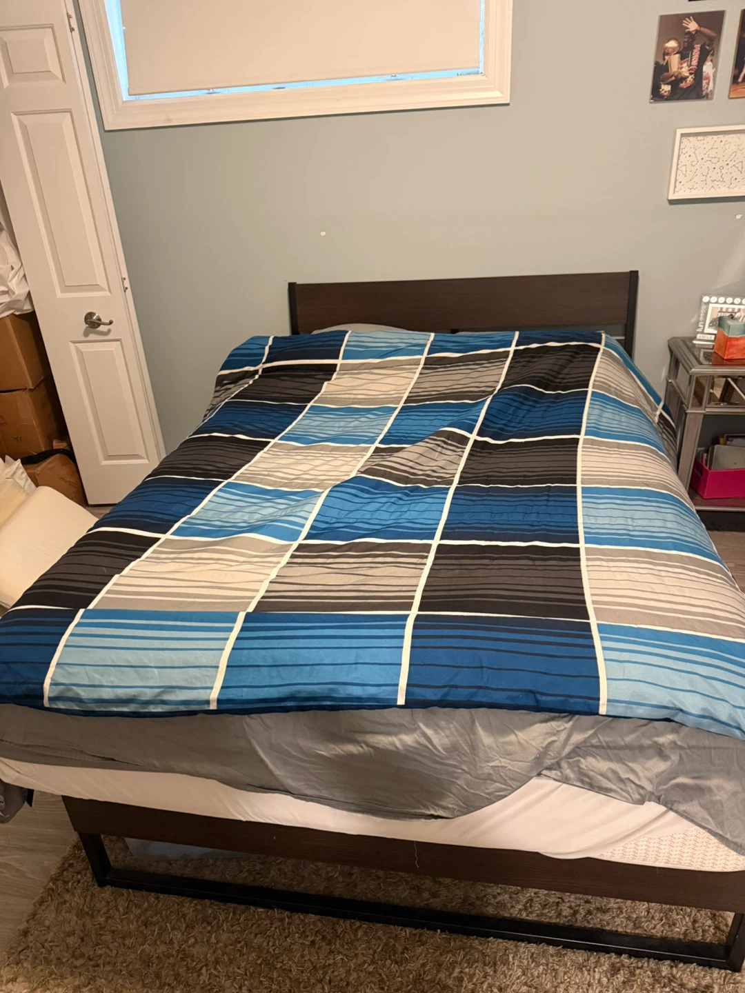 Queen bed and wooden frame