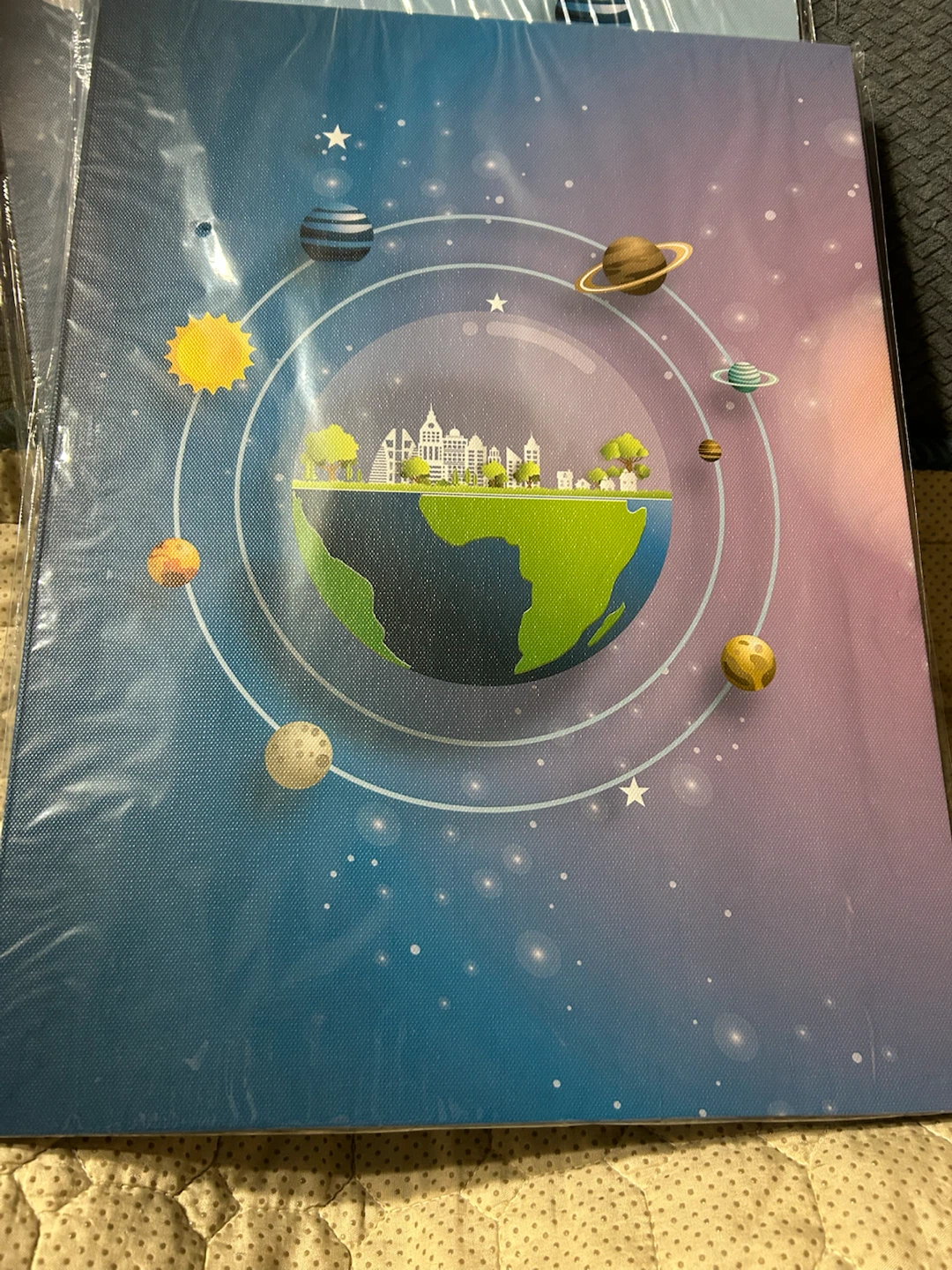New-Set of 3 Space-Themed Canvas Wall Art