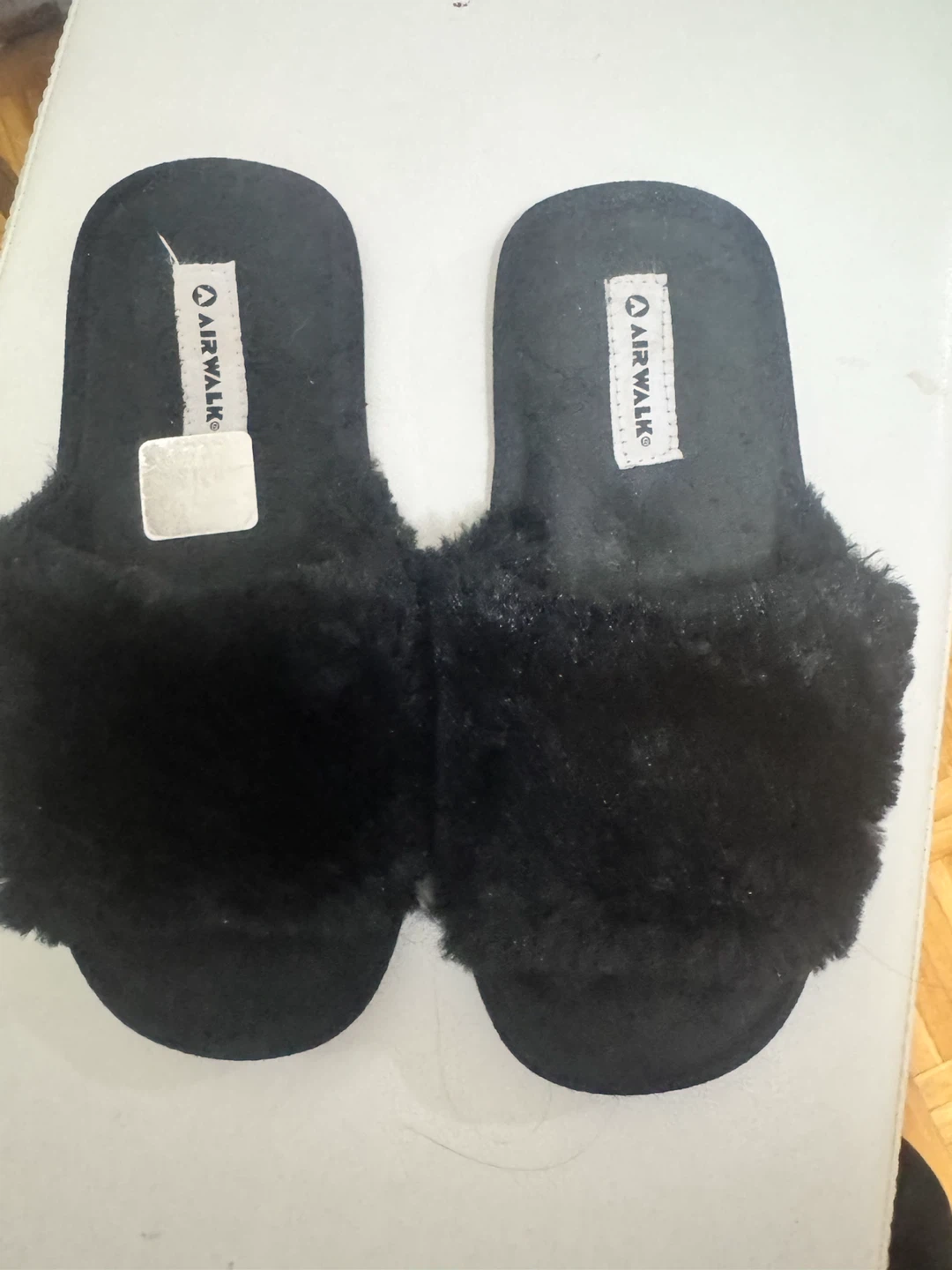 Airwalk Black Fuzzy Slippers