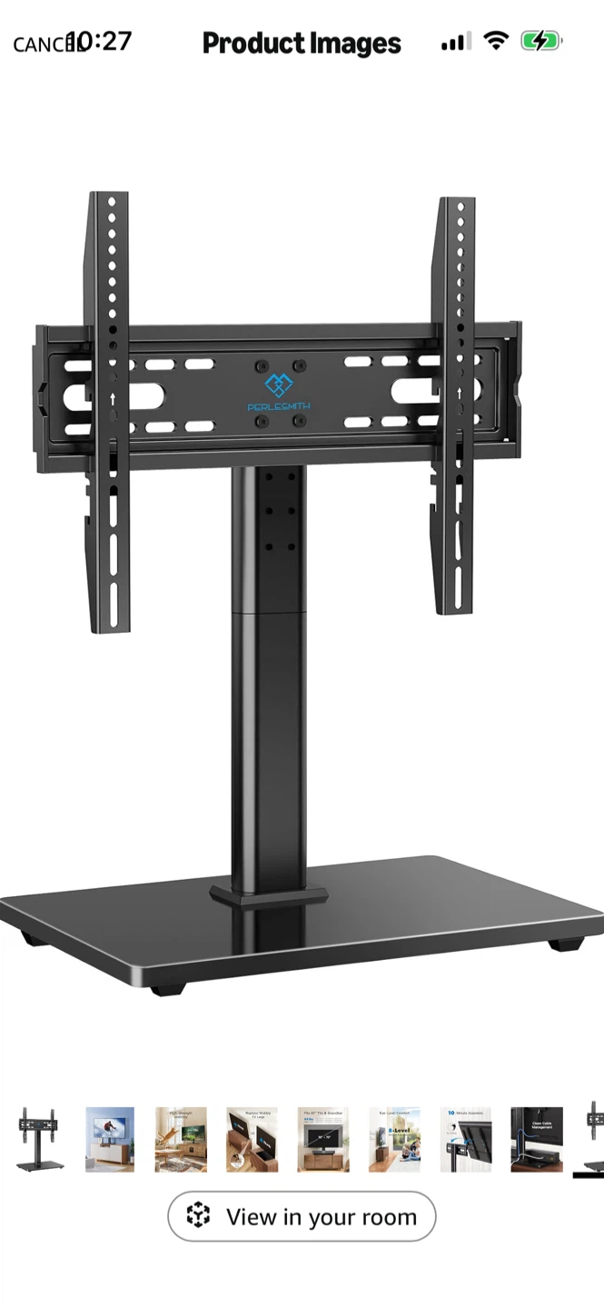 New-Perlesmith Black Table Top TV Stand