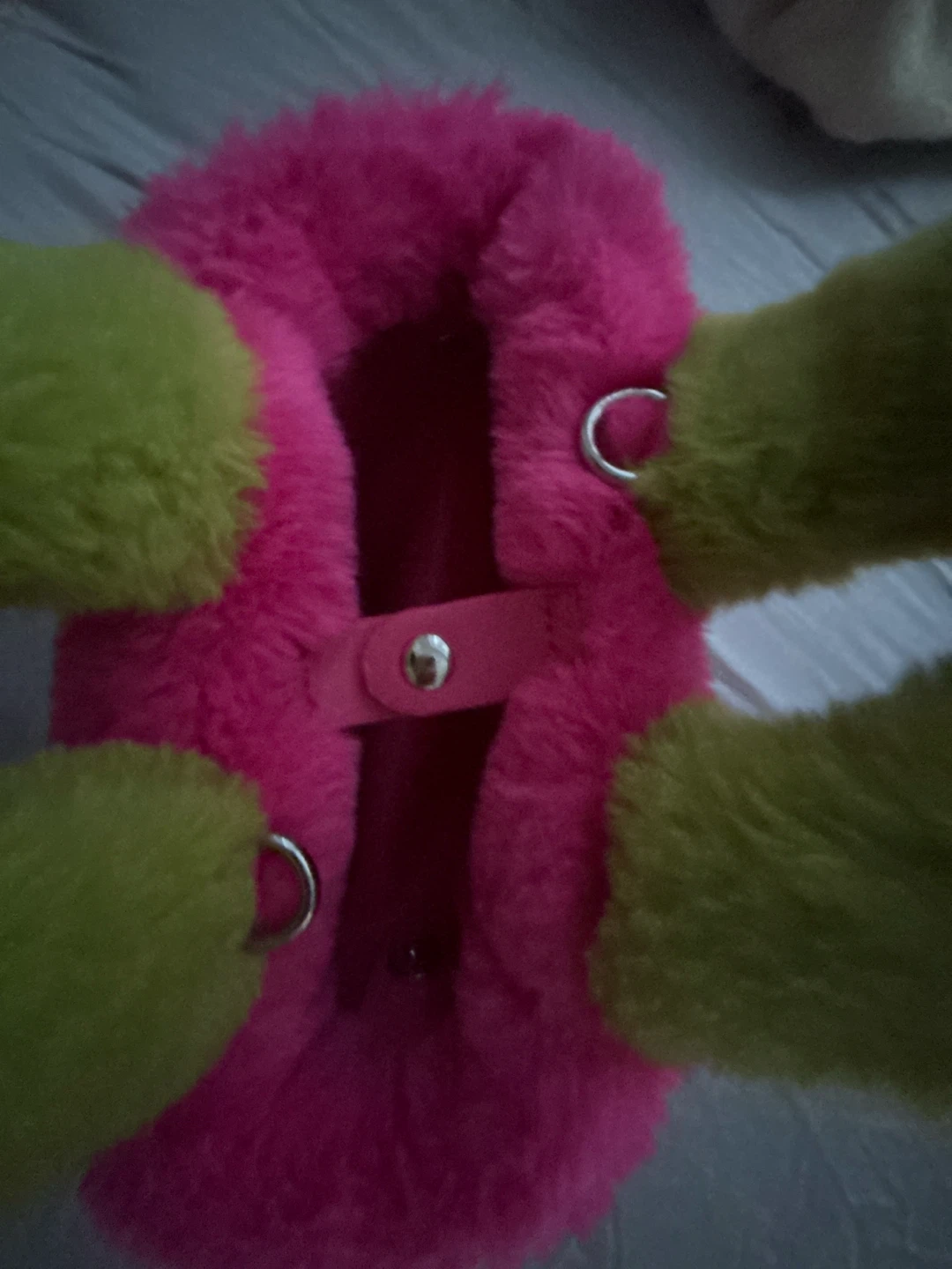Tegi. Fuzzy Handbag - Pink & Lime Green - photo 4