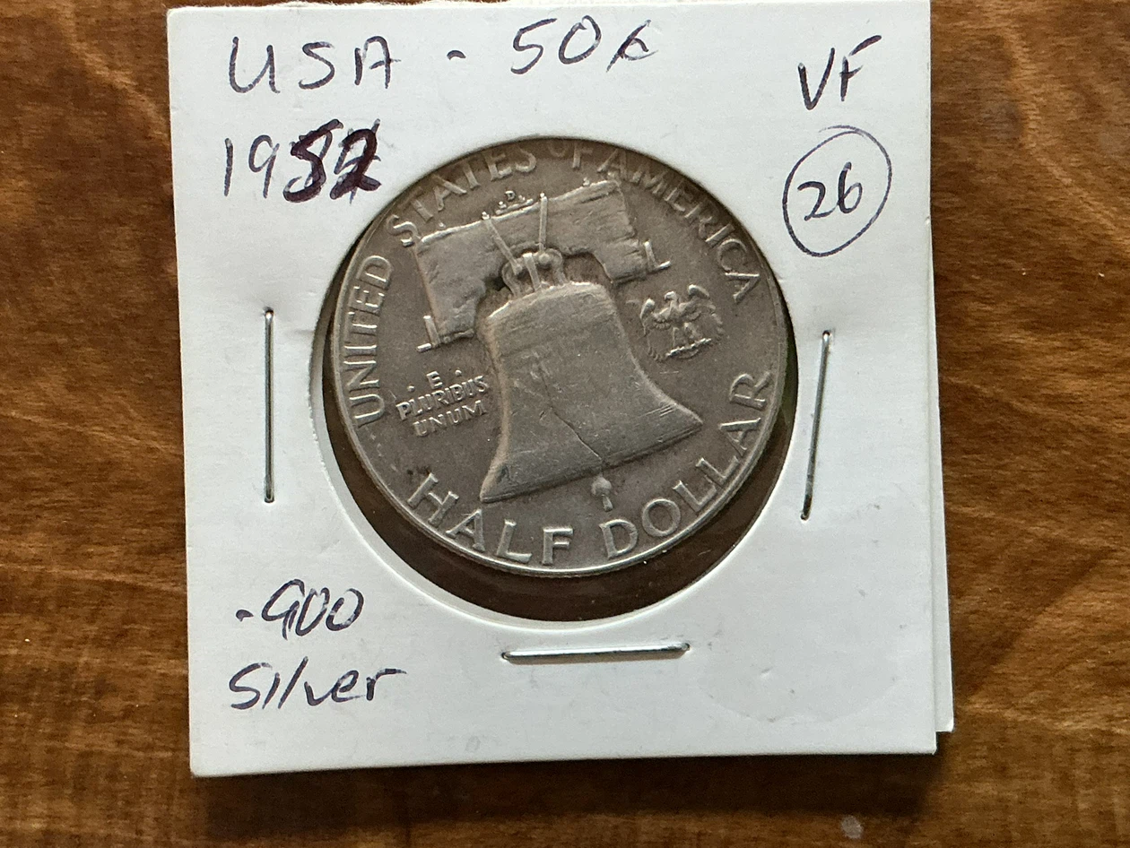 1952 USA D. FRANKLIN Silver Half Dollar 50 Cents Coin !