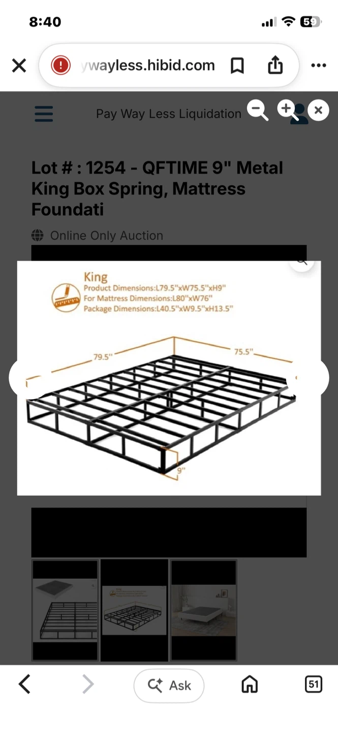 QFTIME 9" Metal King Box Spring Mattress Foundation