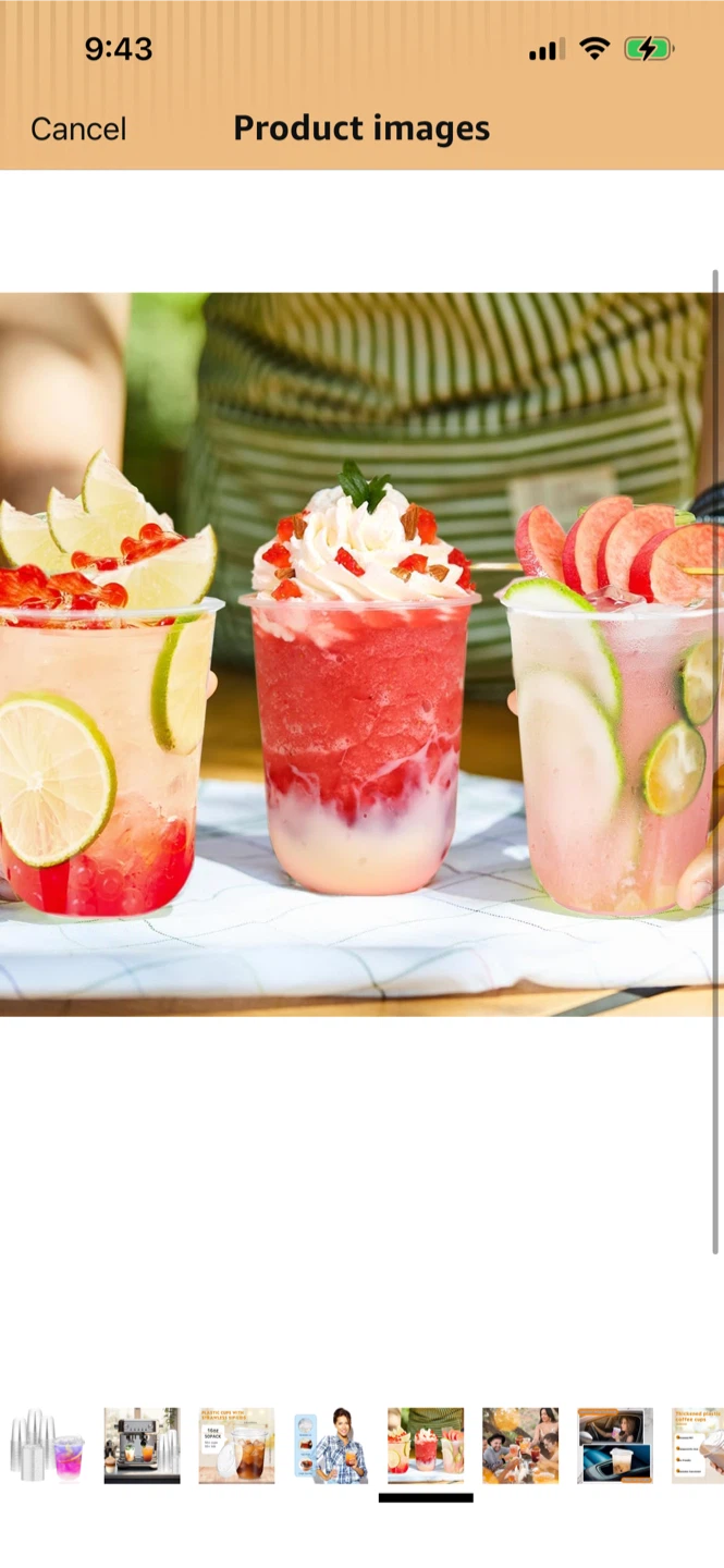 16oz Plastic Cups with Strawless Sip-Lids (50 Pack) - photo 2